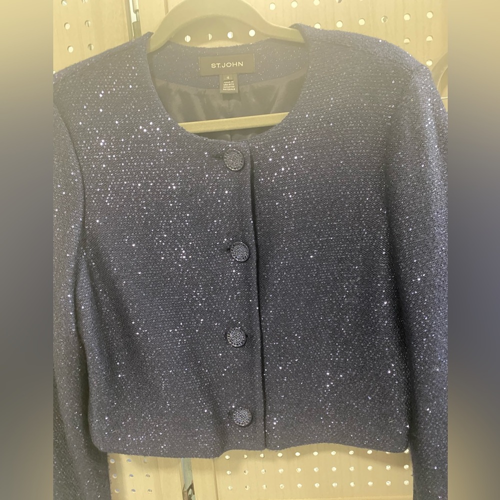 St. John Midnight Blue Sequin Jacket - image 2